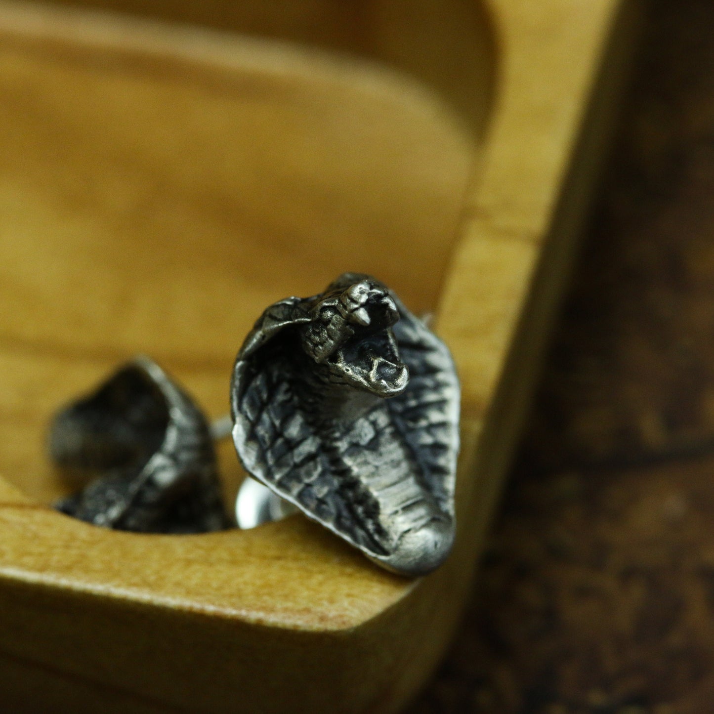 Cobra Head Stud Earrings ¨C 925 Sterling Silver Handmade