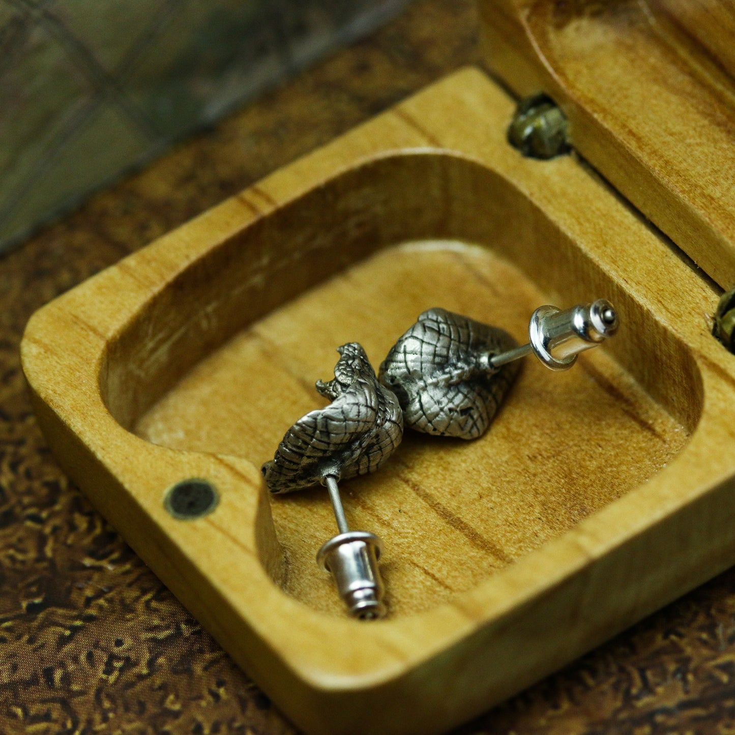 Cobra Head Stud Earrings ¨C 925 Sterling Silver Handmade