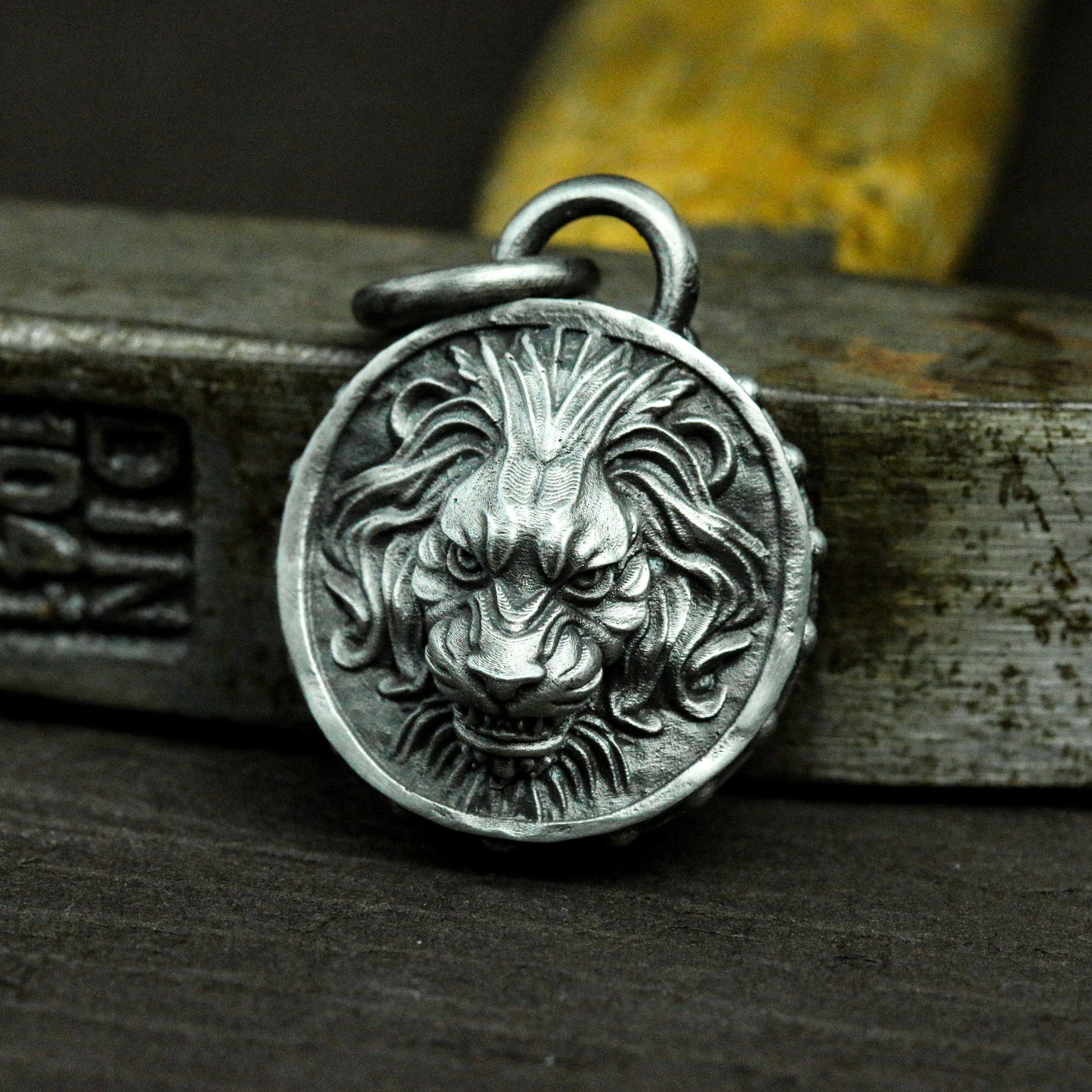 Lion Head Coin Pendant ¨C 925 Sterling Silver Handmade