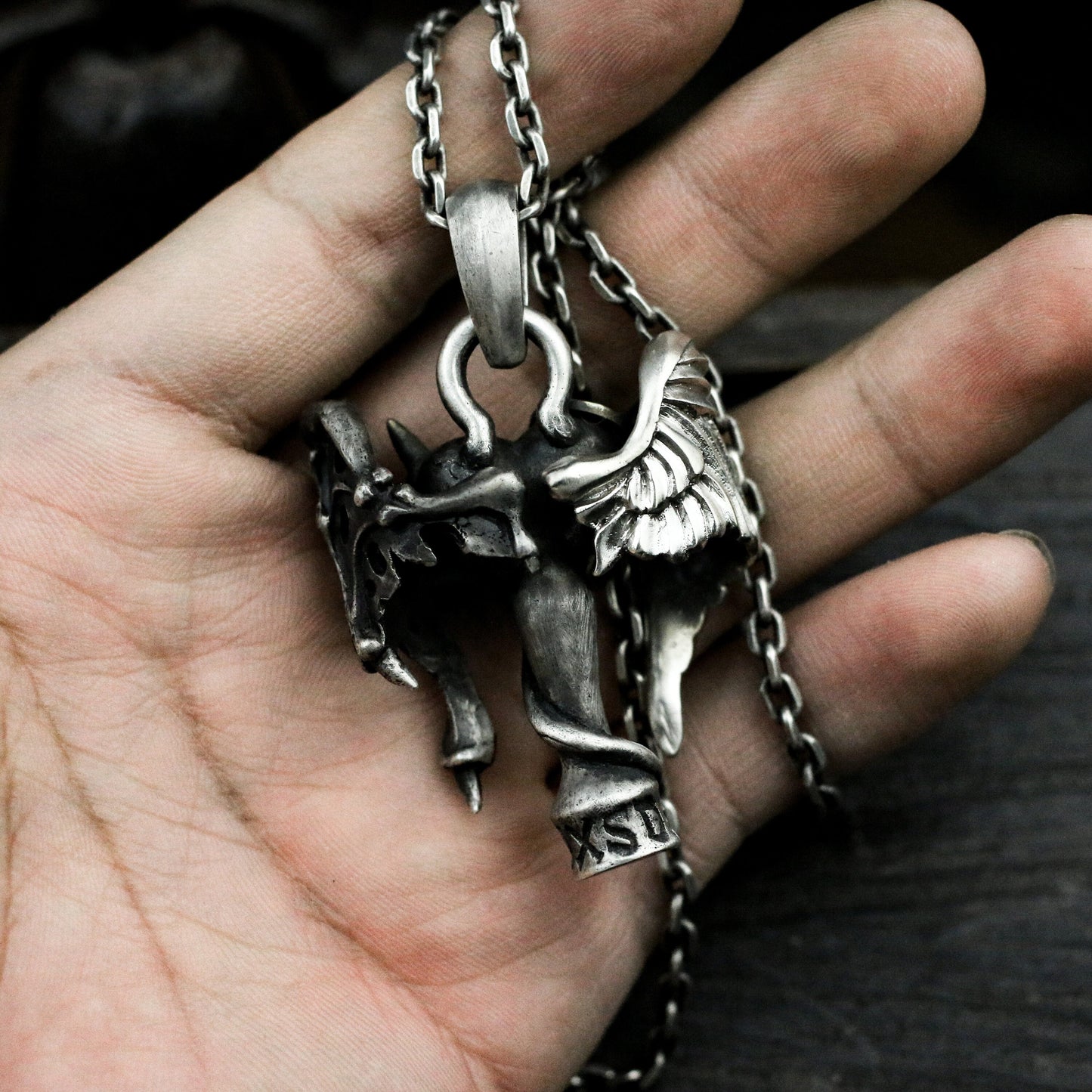 Fallen Angel Pendant with Spread Wings ¨C 925 Sterling Silver Handmade