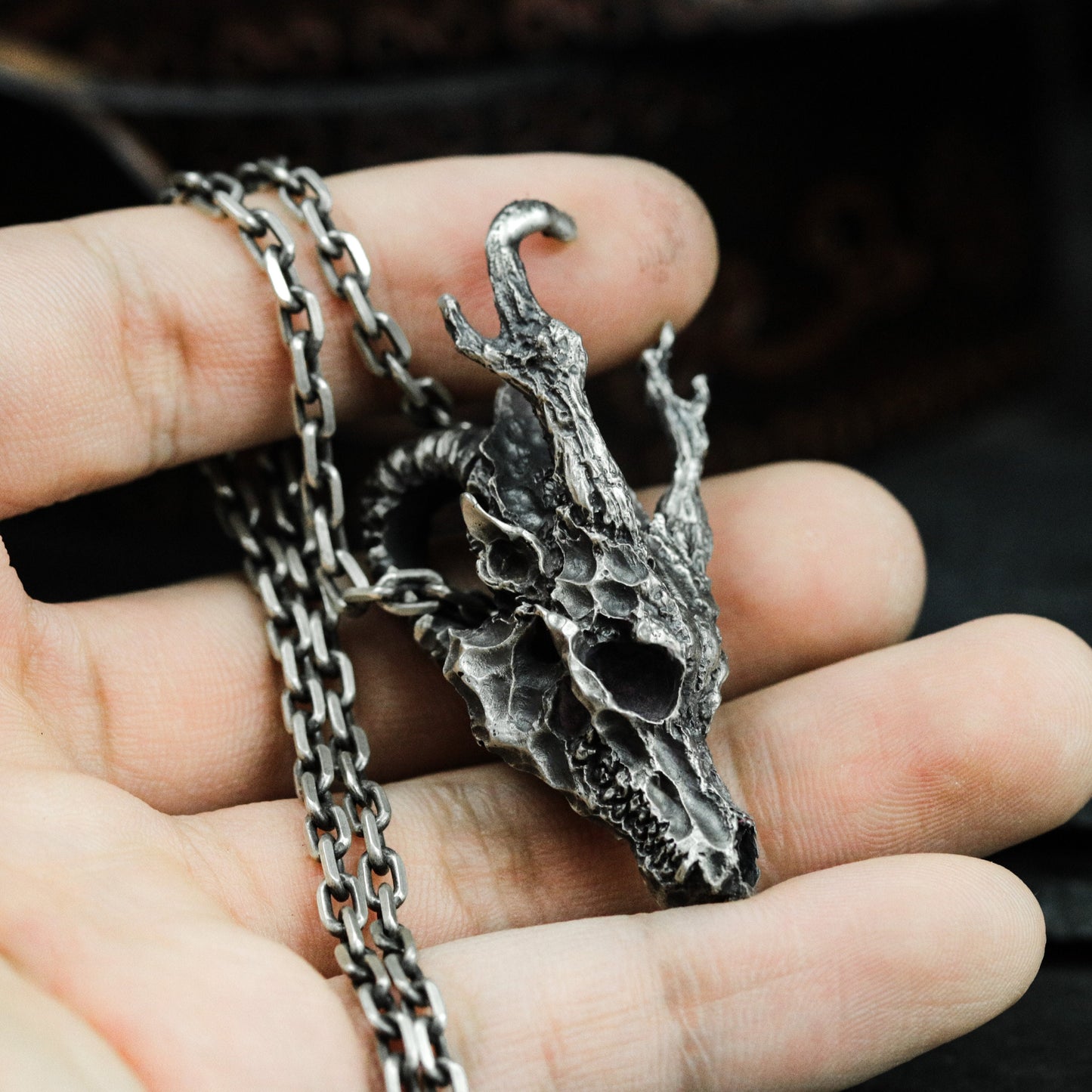 Bone Dragon Pendant ¨C 925 Sterling Silver Handmade