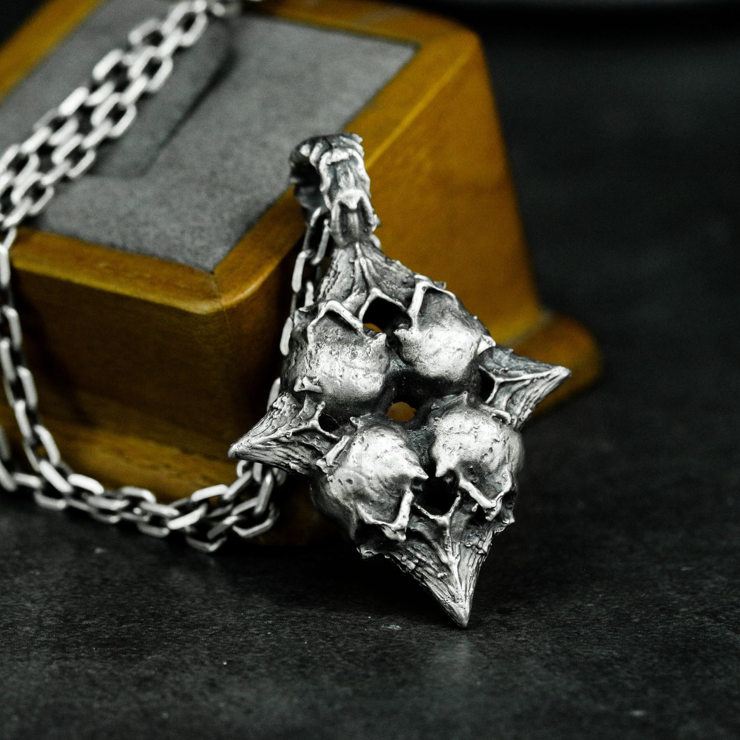 Skull Cluster Cross Pendant ¨C 925 Sterling Silver Handmade