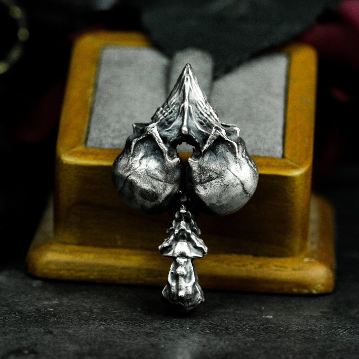 Inverted Heart Skull Pendant ¨C 925 Sterling Silver Handmade