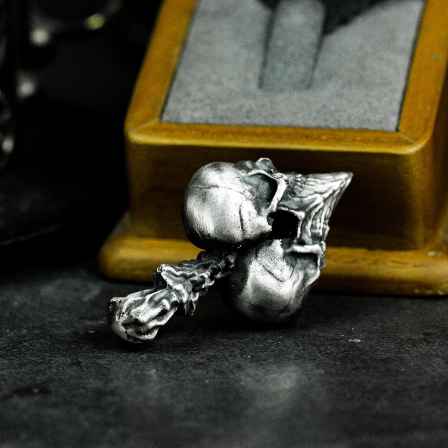 Inverted Heart Skull Pendant ¨C 925 Sterling Silver Handmade