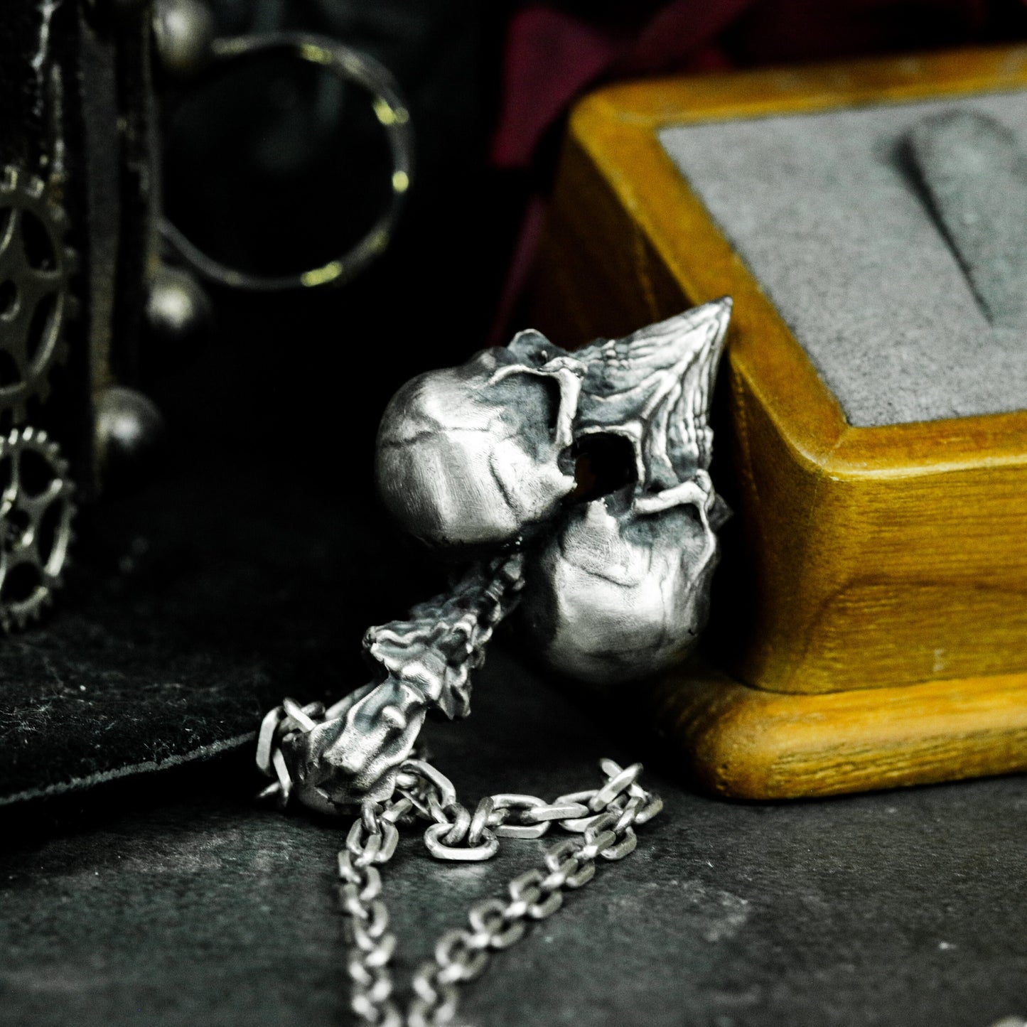 Inverted Heart Skull Pendant ¨C 925 Sterling Silver Handmade