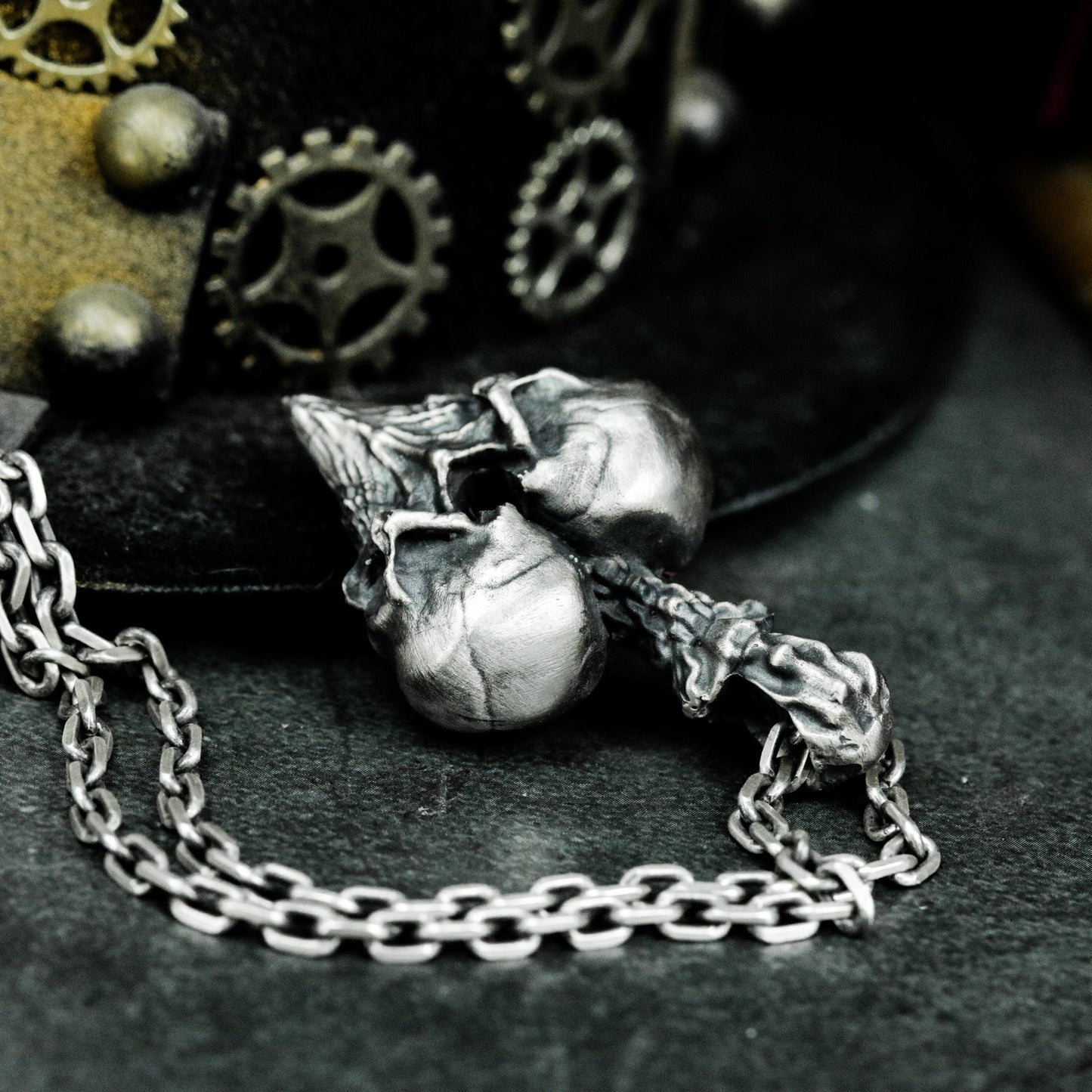 Inverted Heart Skull Pendant ¨C 925 Sterling Silver Handmade