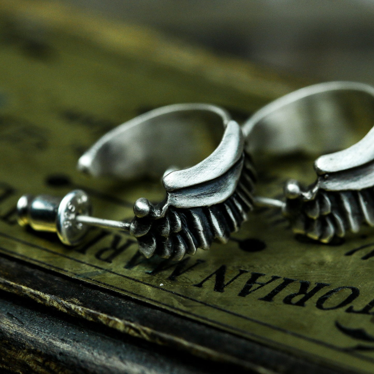 Wrapped Wing Stud Earrings - 925 Sterling Silver Handmade