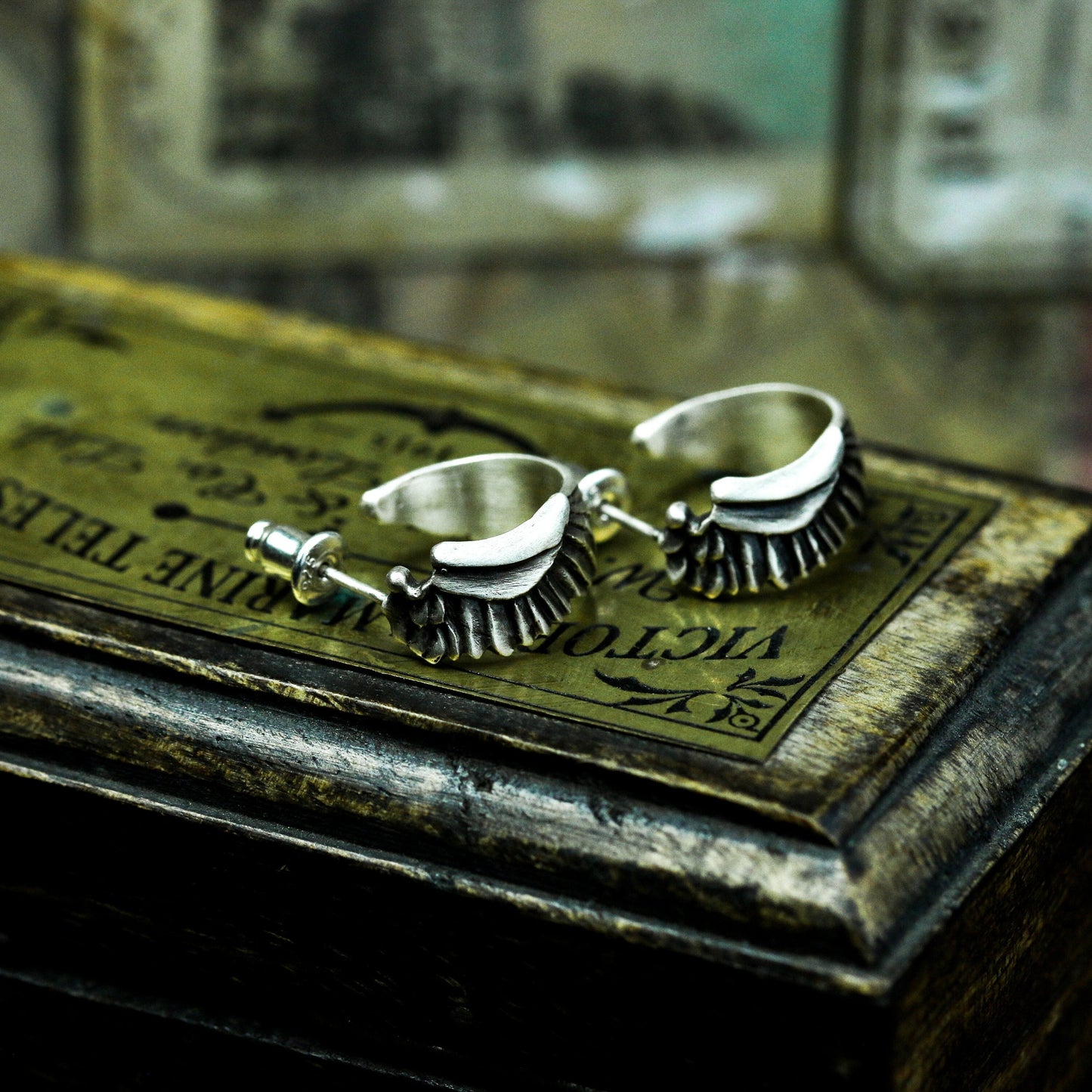 Wrapped Wing Stud Earrings - 925 Sterling Silver Handmade