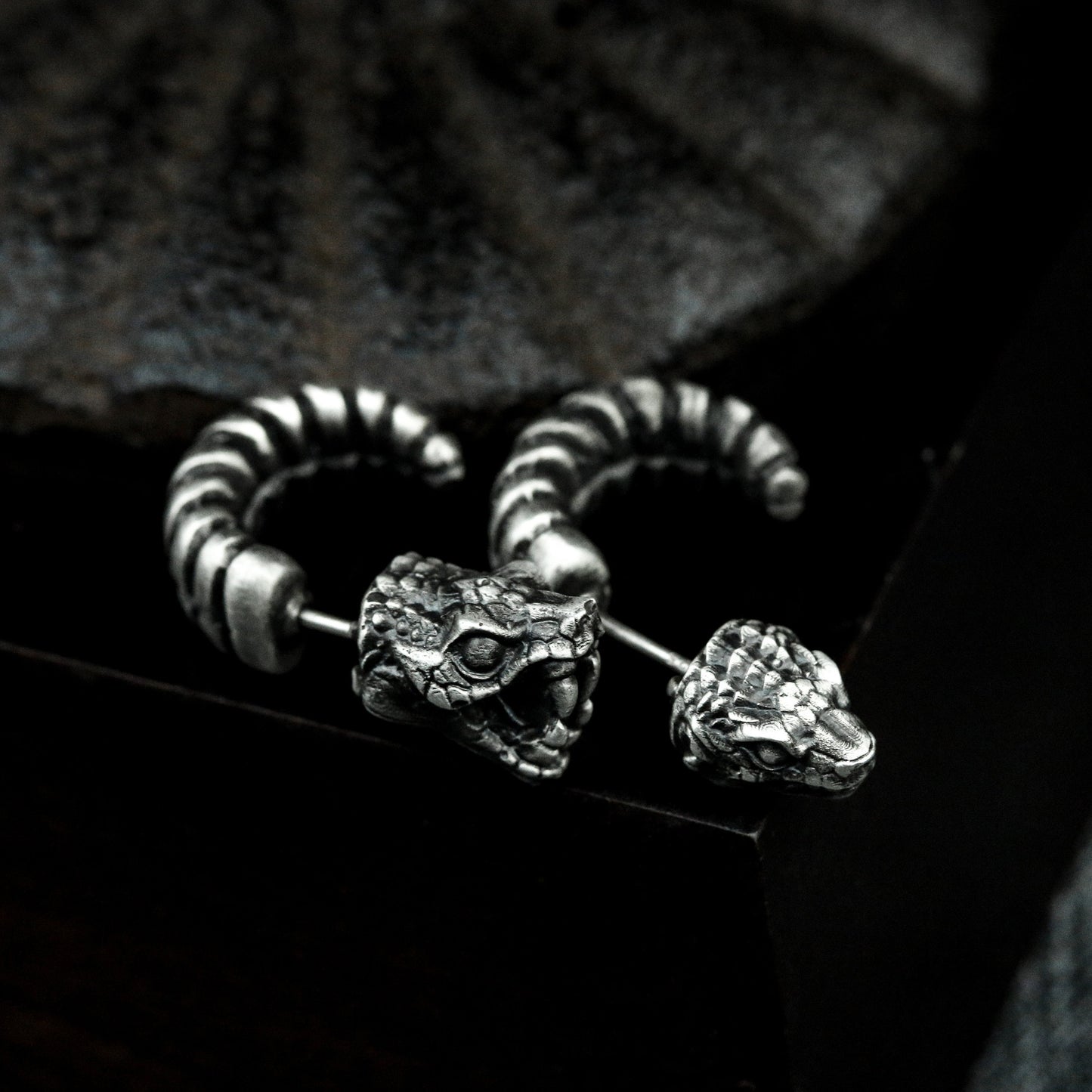 Rattlesnake Bar Stud Earrings - 925 Silver Handmade