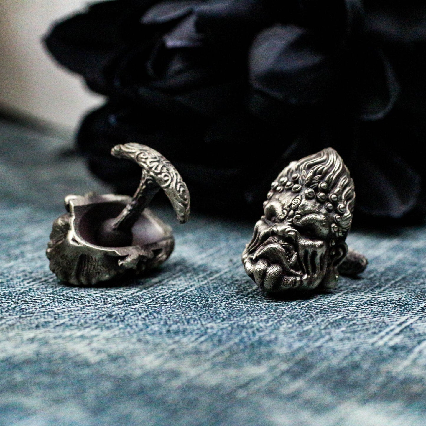Fudo Buddha Cufflinks - Handmade 925 Sterling Silver