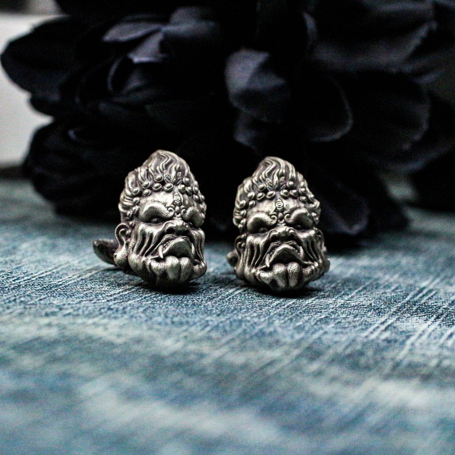 Fudo Buddha Cufflinks - Handmade 925 Sterling Silver