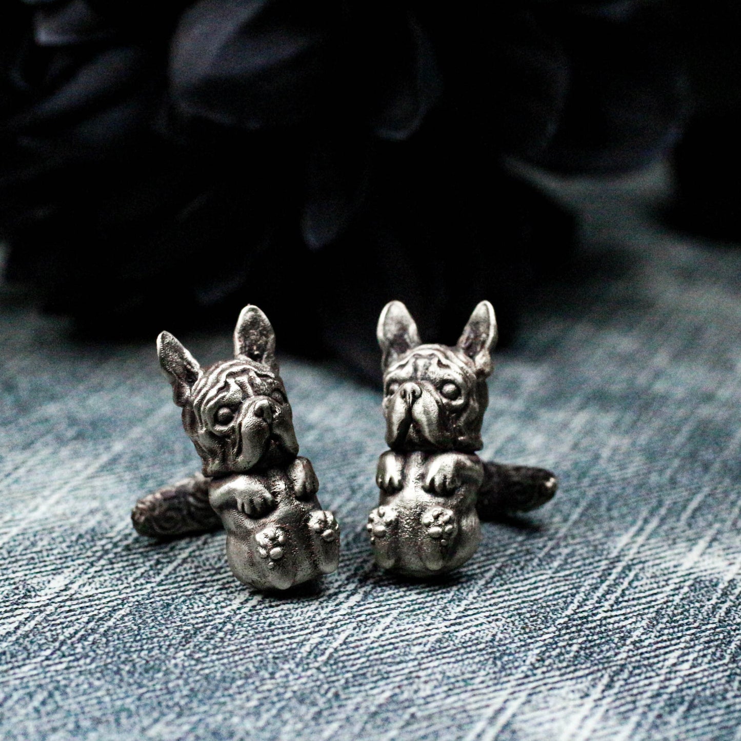 French Bulldog Cufflinks, 925 Silver Handmade