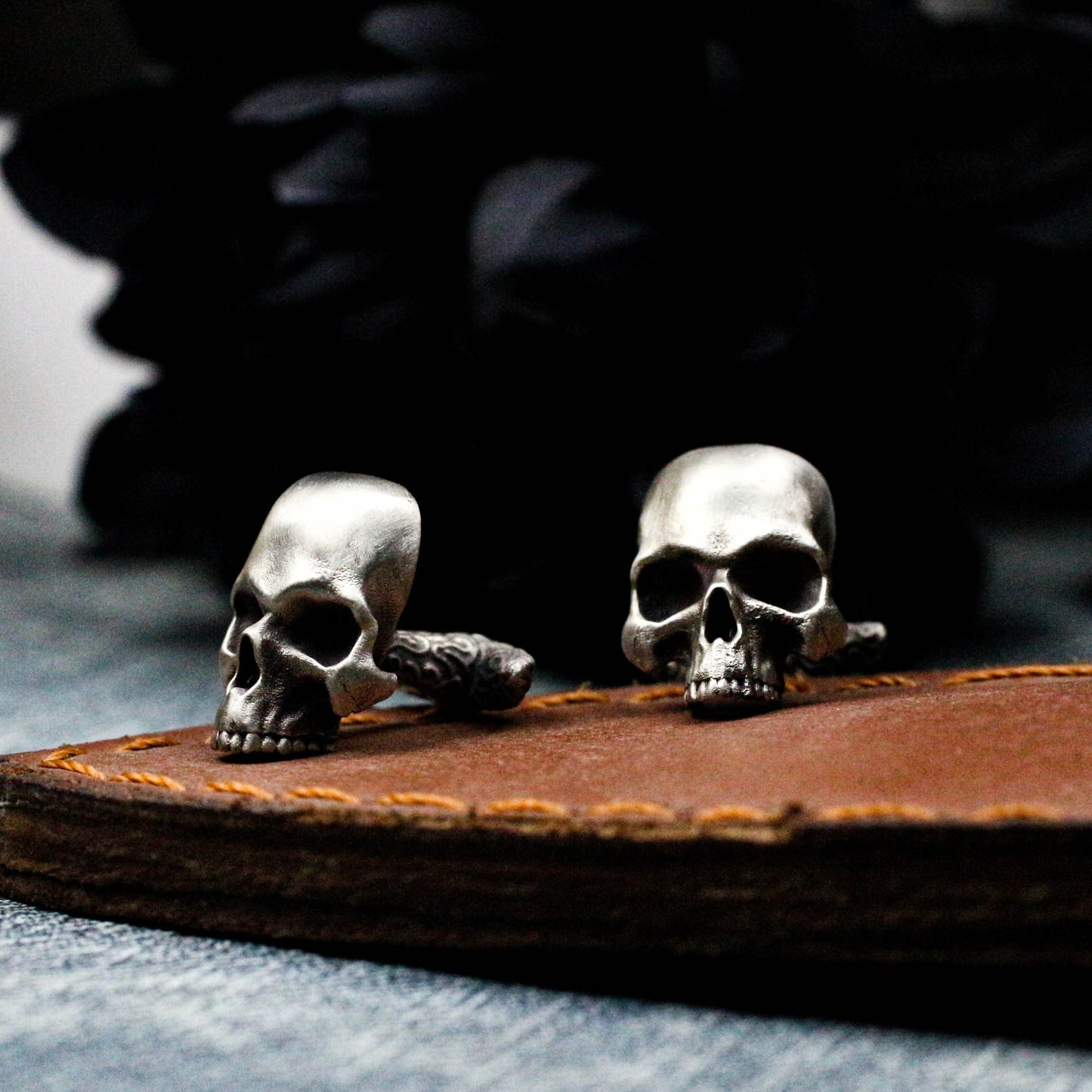 Human Skull Cufflinks - 925 Sterling Silver Handmade