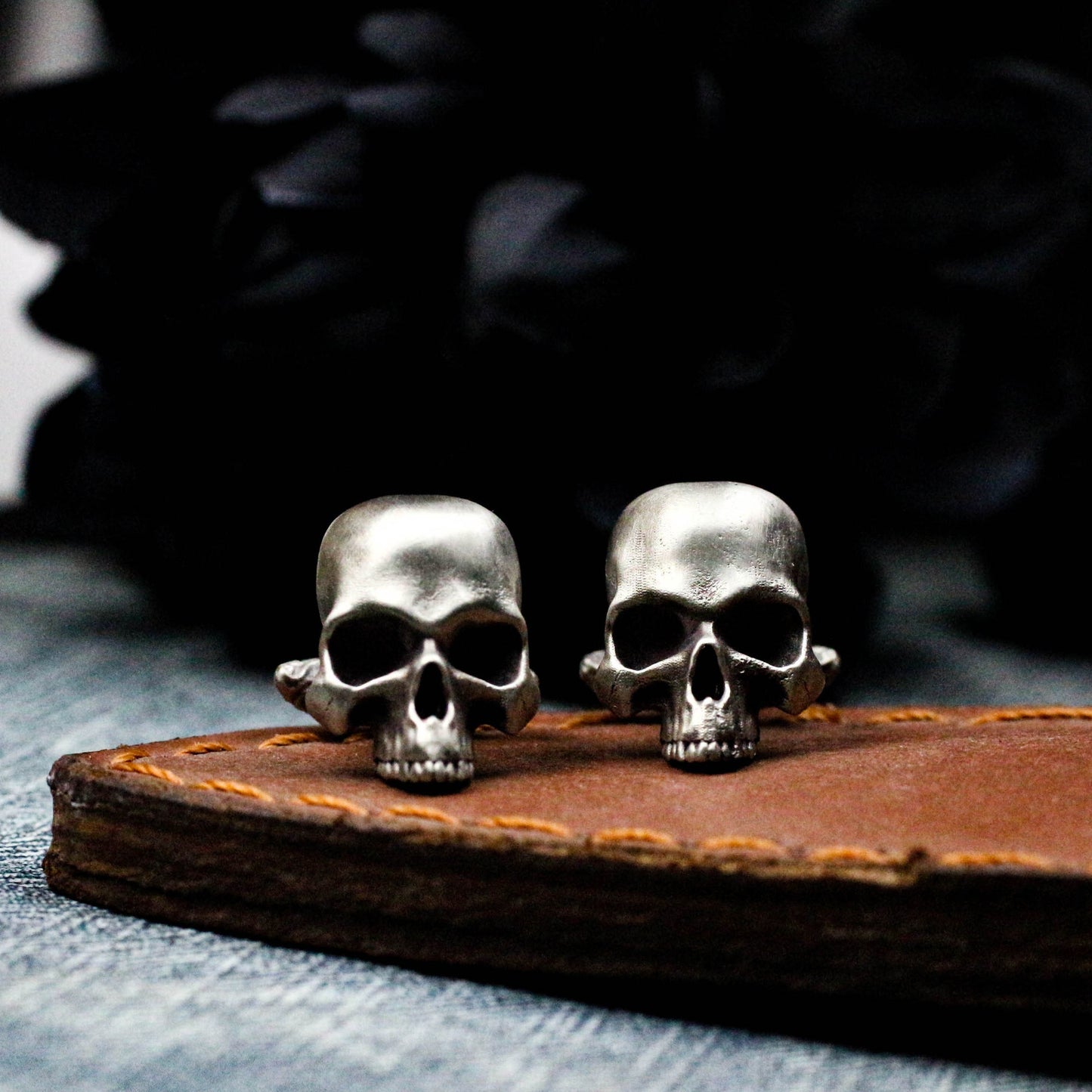 Human Skull Cufflinks - 925 Sterling Silver Handmade