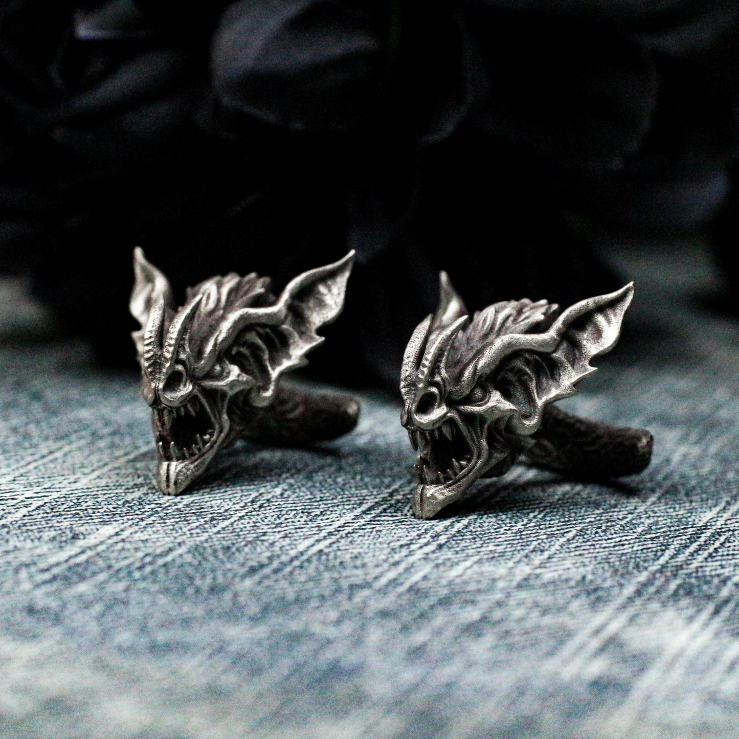 Gargoyle Devil Bat Cufflinks - 925 Silver Handmade
