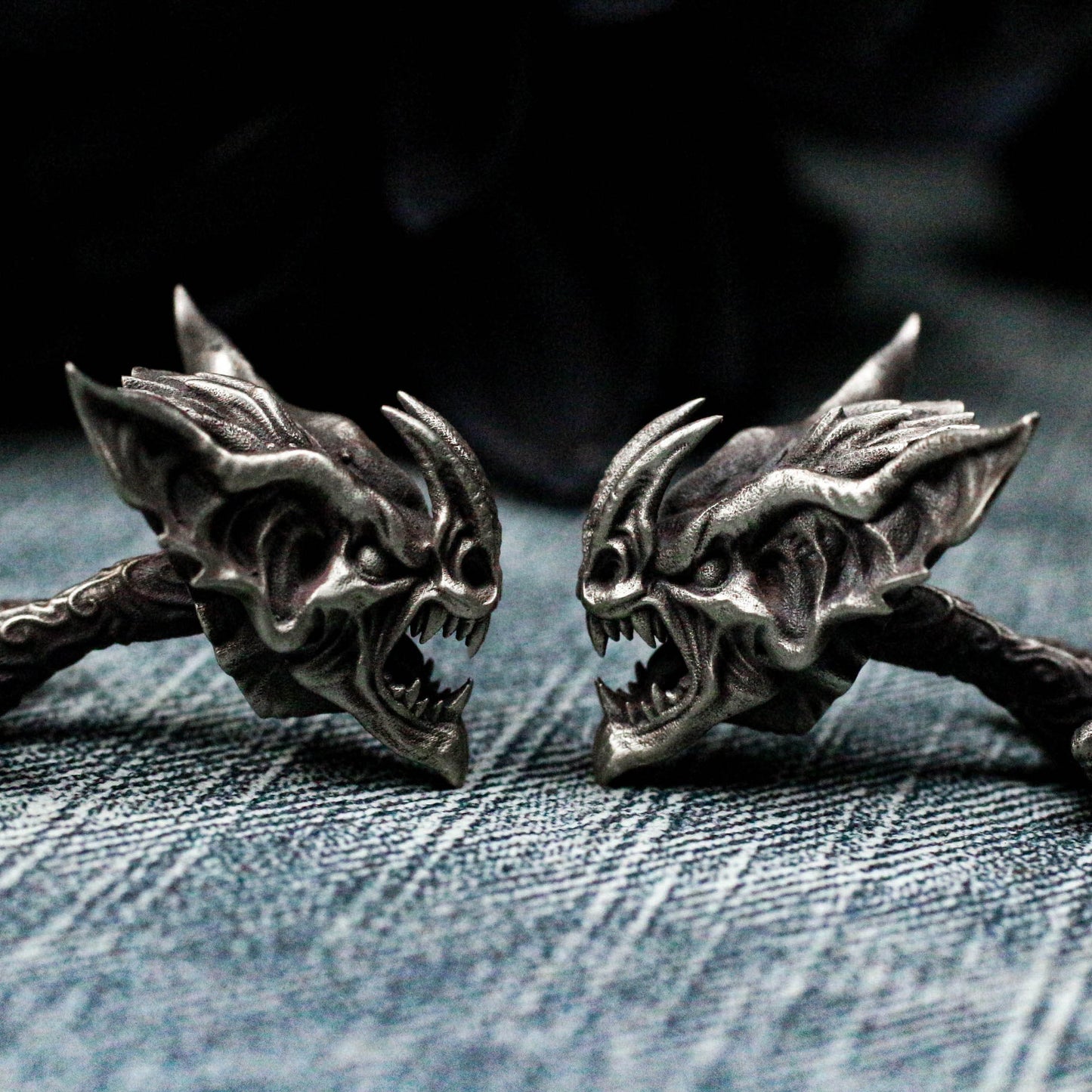 Gargoyle Devil Bat Cufflinks - 925 Silver Handmade