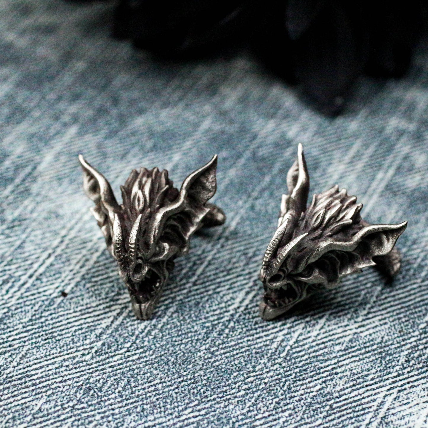 Gargoyle Devil Bat Cufflinks - 925 Silver Handmade