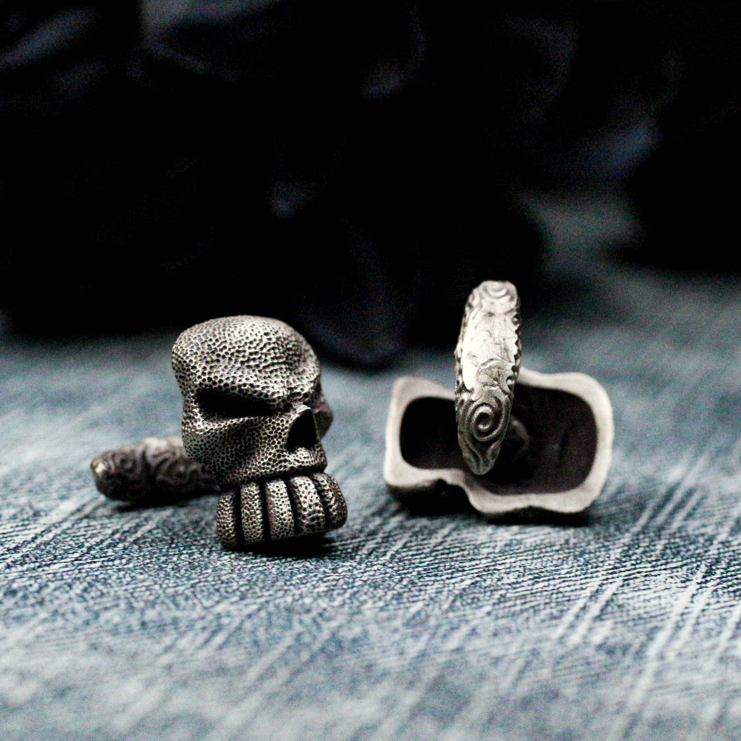 Giant Spirit Skull Cufflinks, Fierce Design - 925 Sterling Silver Handmade
