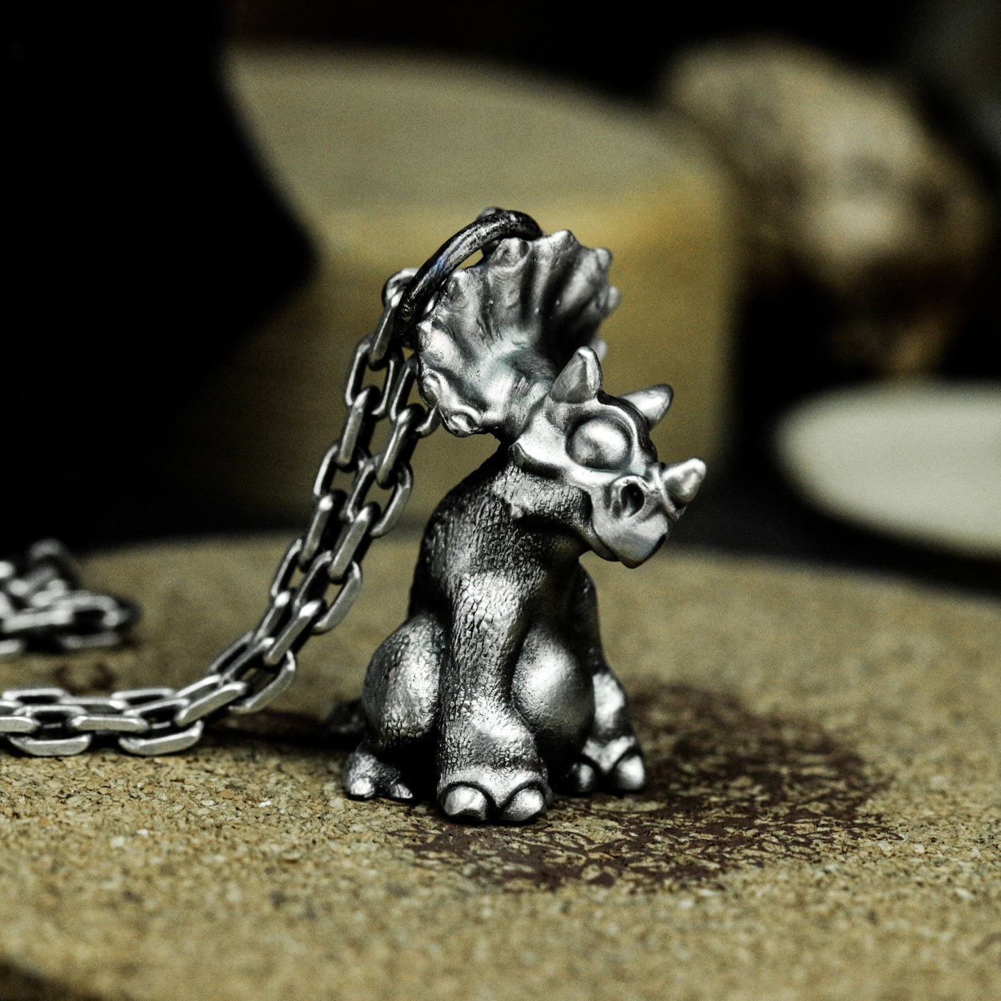 Triceratops Dinosaur Pendant - 925 Silver Handmade