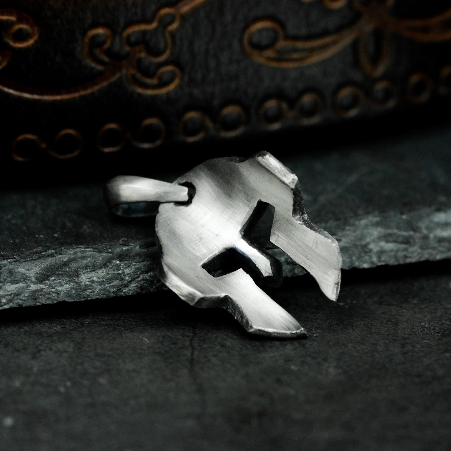 Spartan Helmet Pendant ¨C Handmade 925 Silver Warrior Mask Necklace