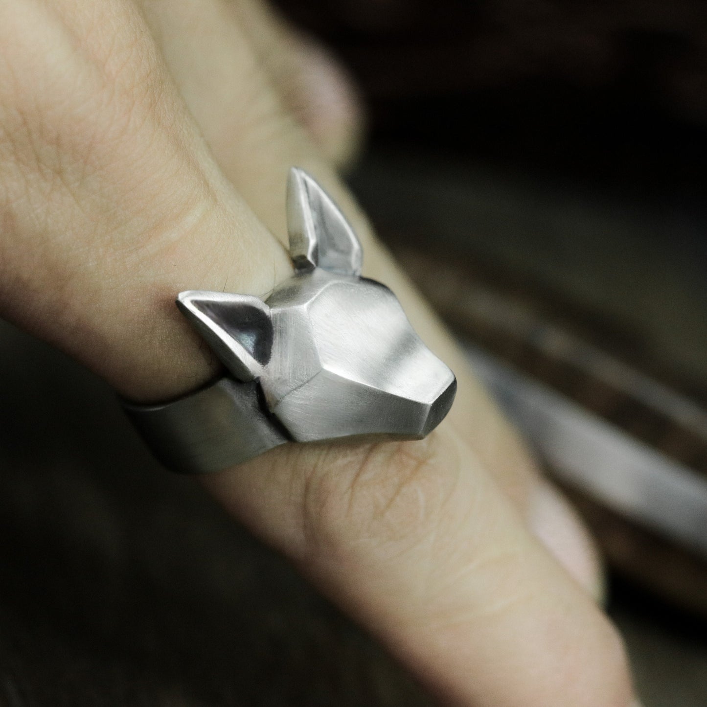 Geometric Fox Ring - 925 Silver Handmade