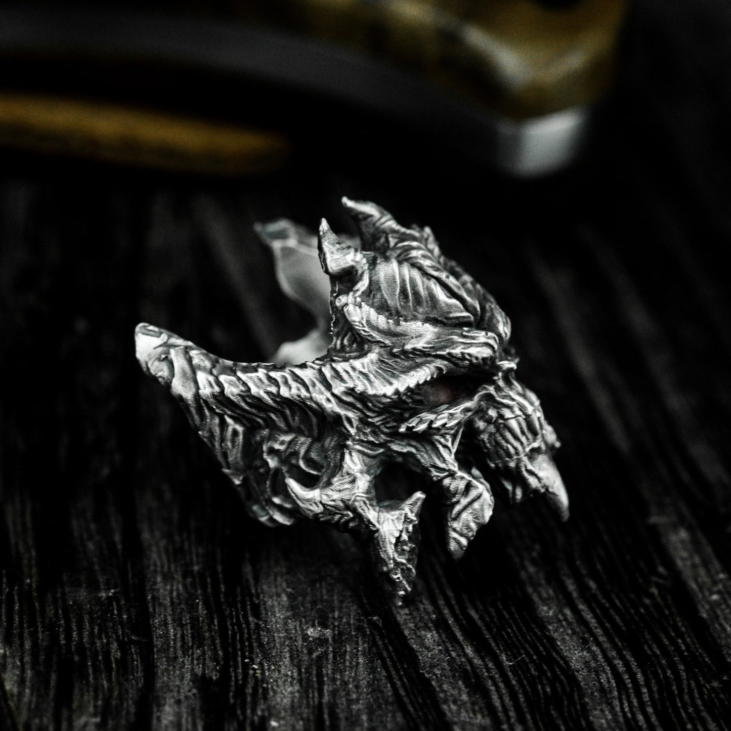 Demonic Dragon Mask Ring ¨C 925 Sterling Silver Handmade