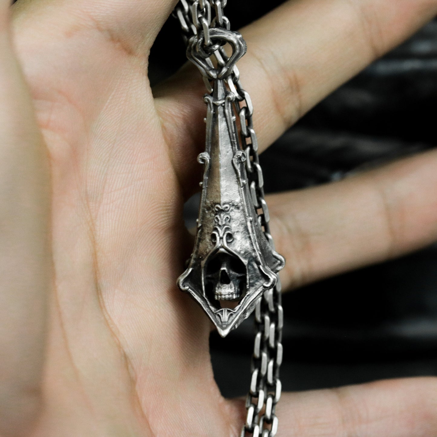 Eiffel Skull Pendant ¨C Handmade 925 Silver Paris Gothic Necklace