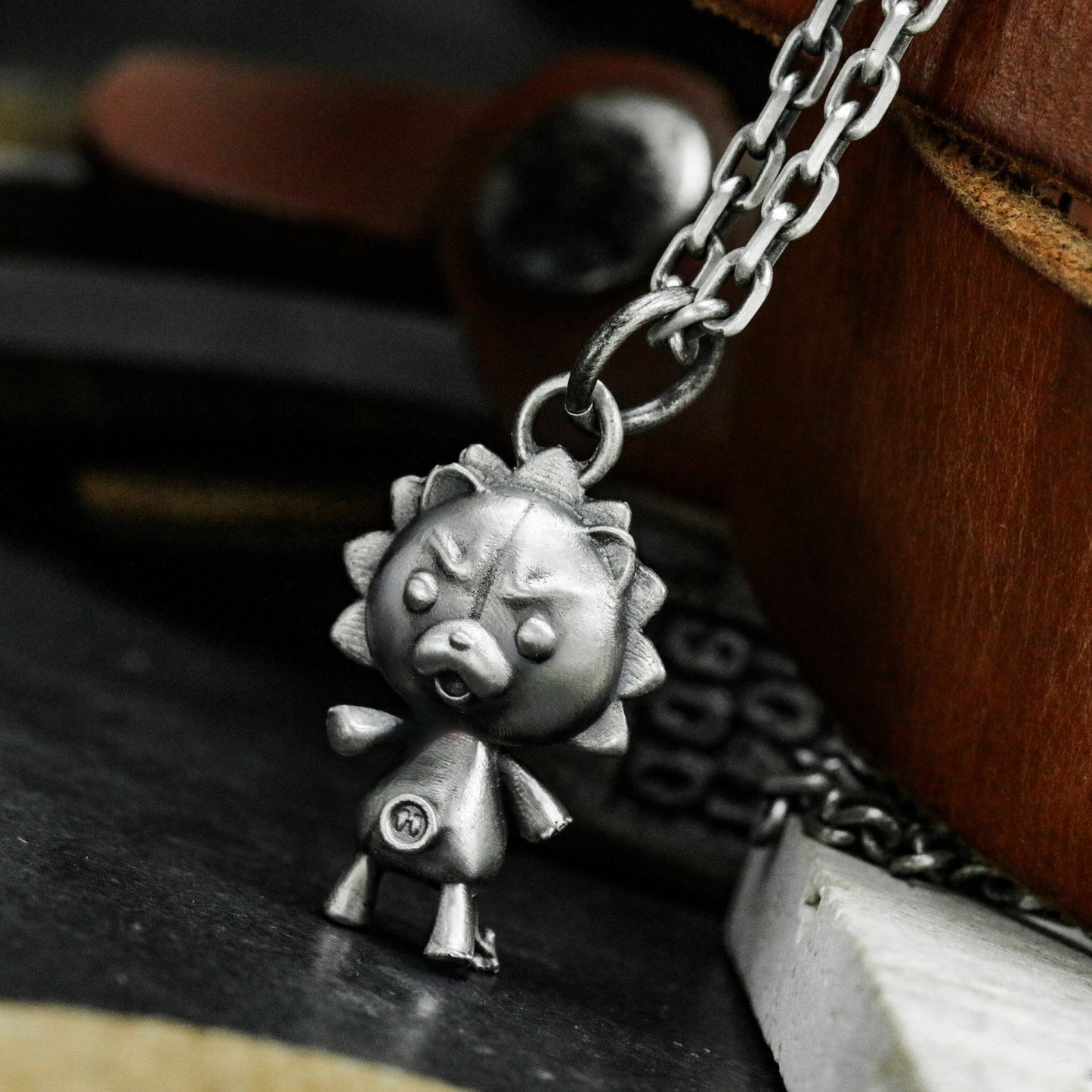 Sunflower Boy Pendant - 925 Silver Handmade Whimsical Totem
