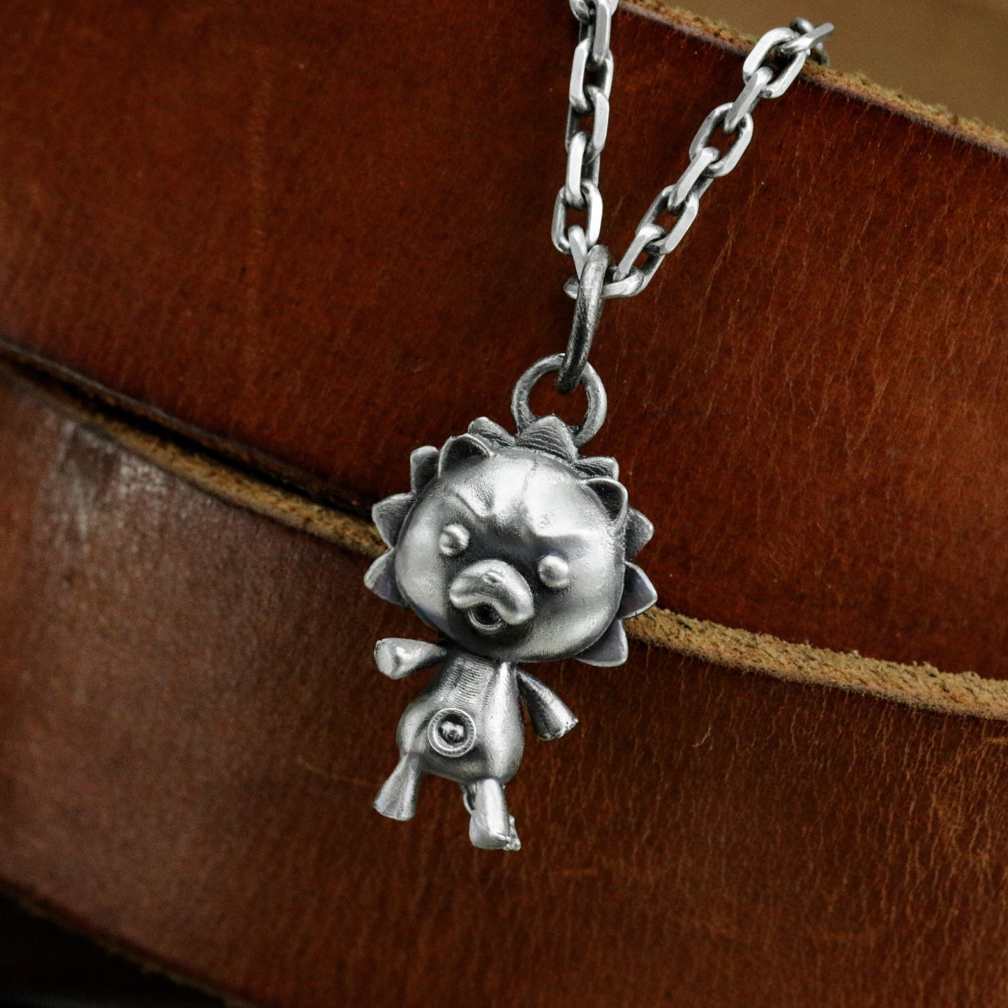 Sunflower Boy Pendant - 925 Silver Handmade Whimsical Totem