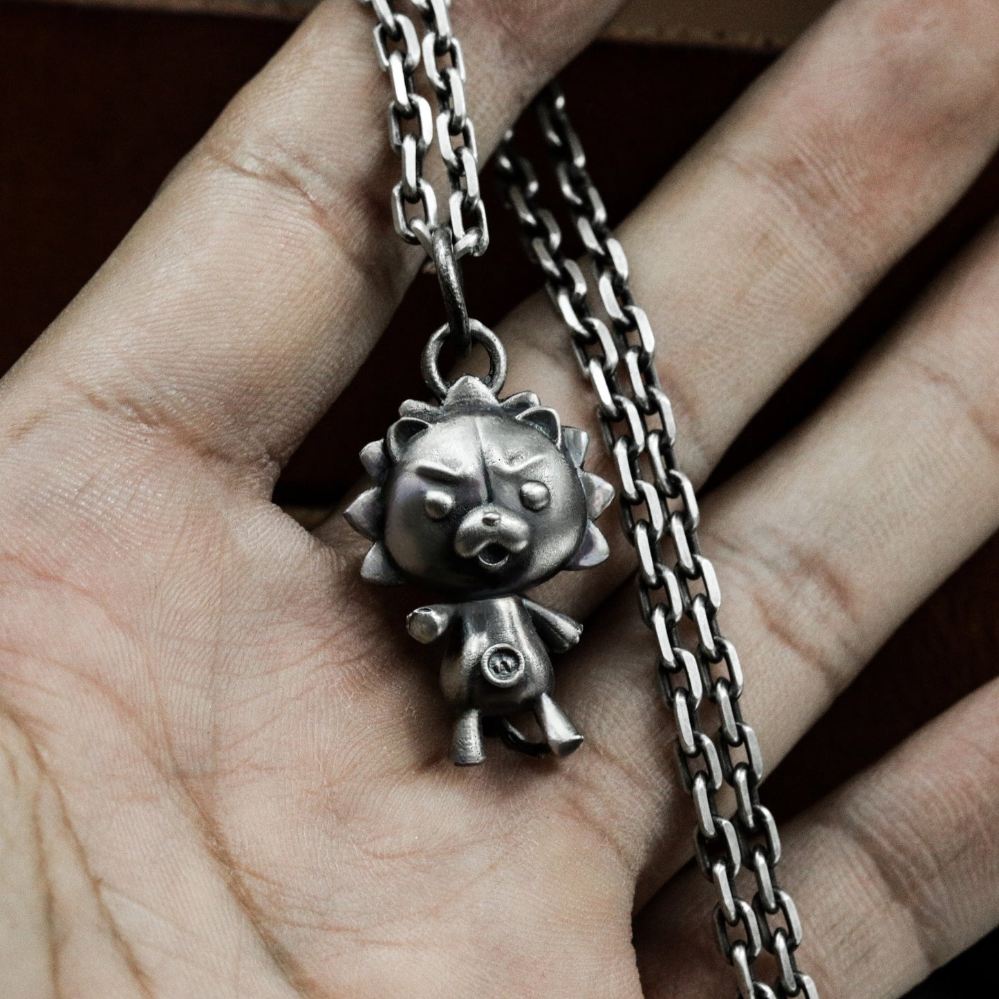Sunflower Boy Pendant - 925 Silver Handmade Whimsical Totem