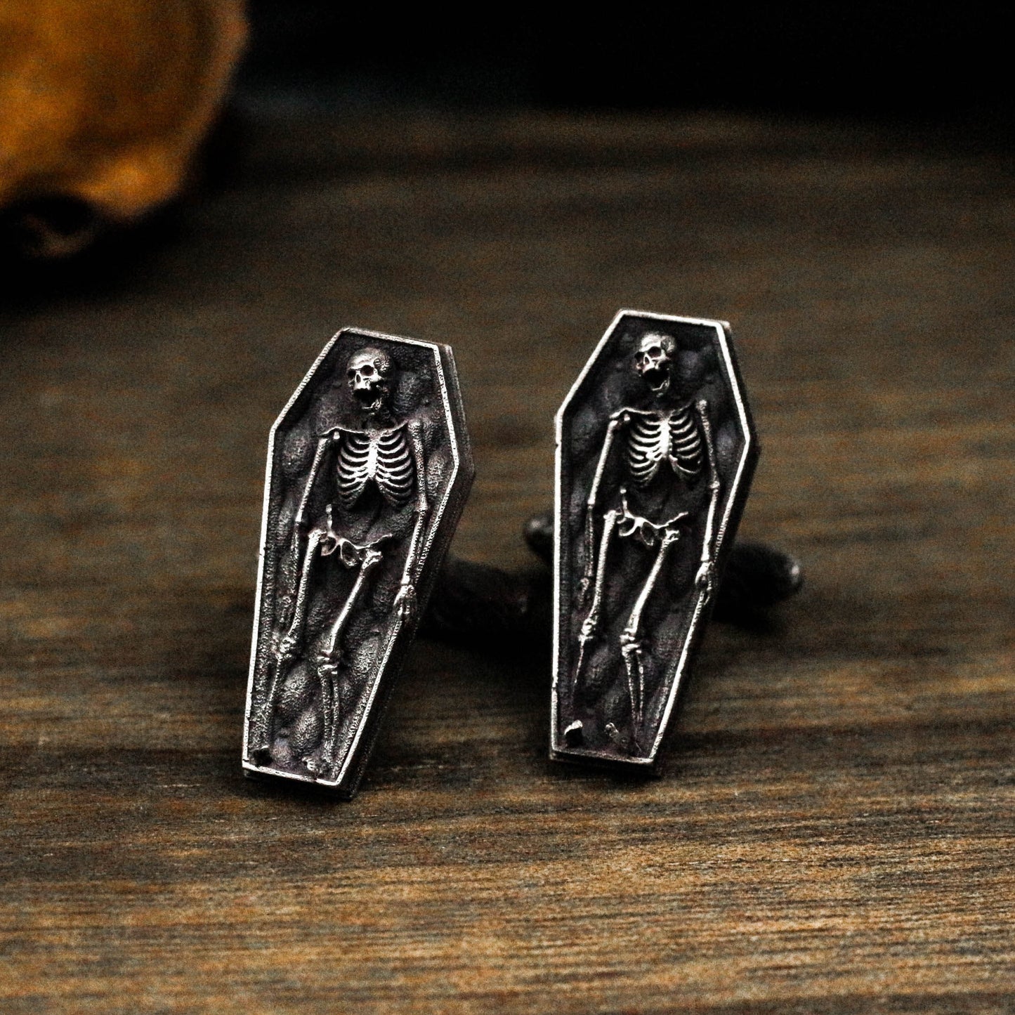 Skeleton in the Coffin Cufflinks - 925 Sterling Silver Handmade