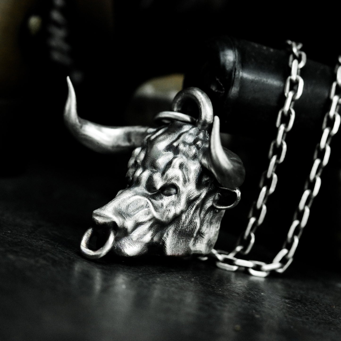 Snarling Bull Pendant - 925 Silver Handmade Wild Rage