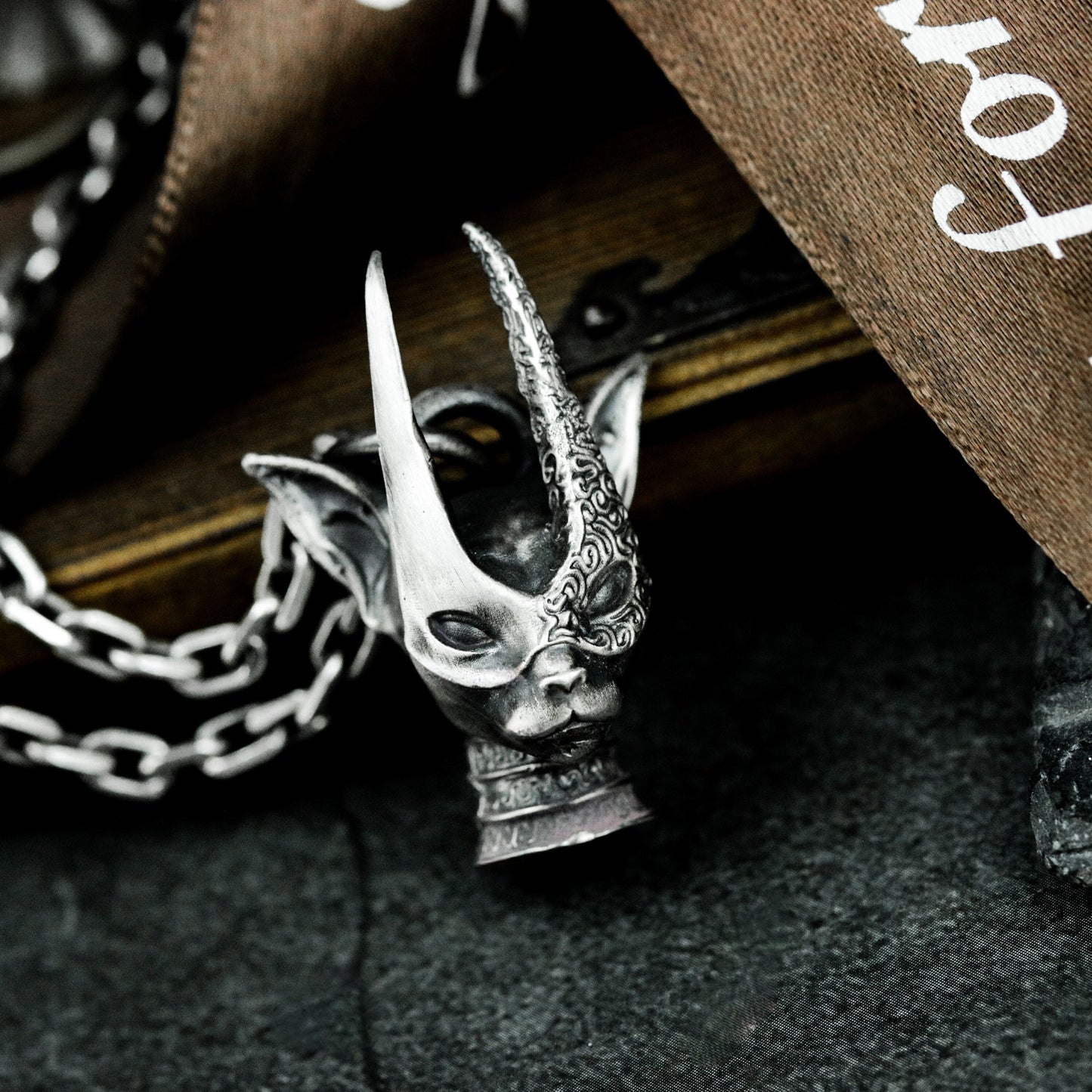 Masked Cat Girl Pendant - 925 Silver Handmade Gothic Persona