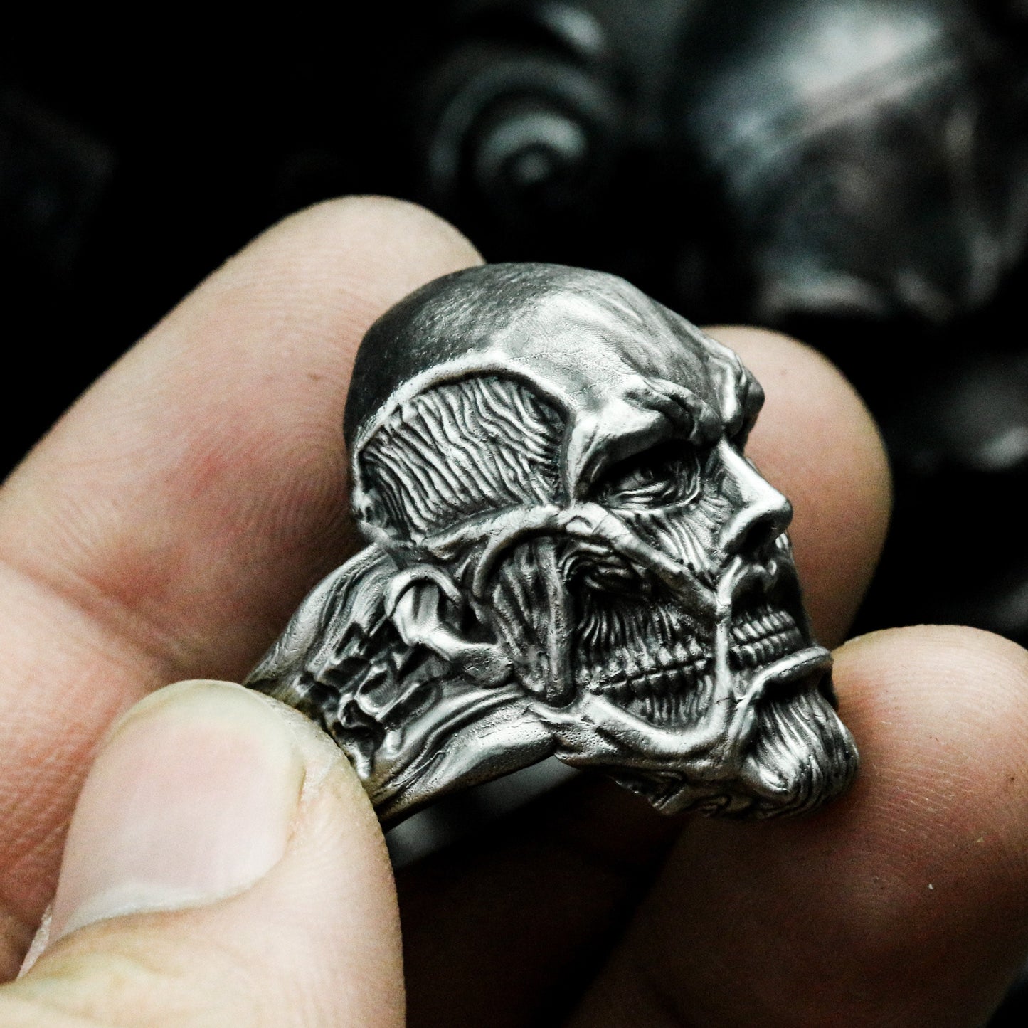 Terror Mask Ring ¨C Handmade 925 Silver Fear Warden Band