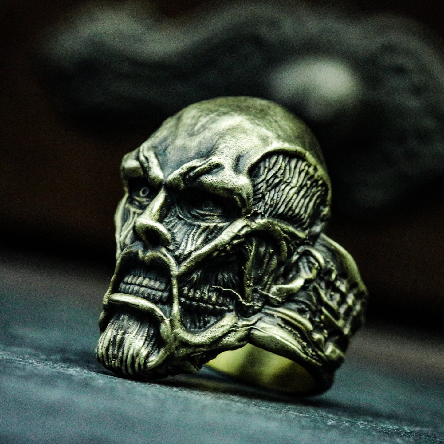 Terror Mask Ring ¨C Handmade 925 Silver Fear Warden Band