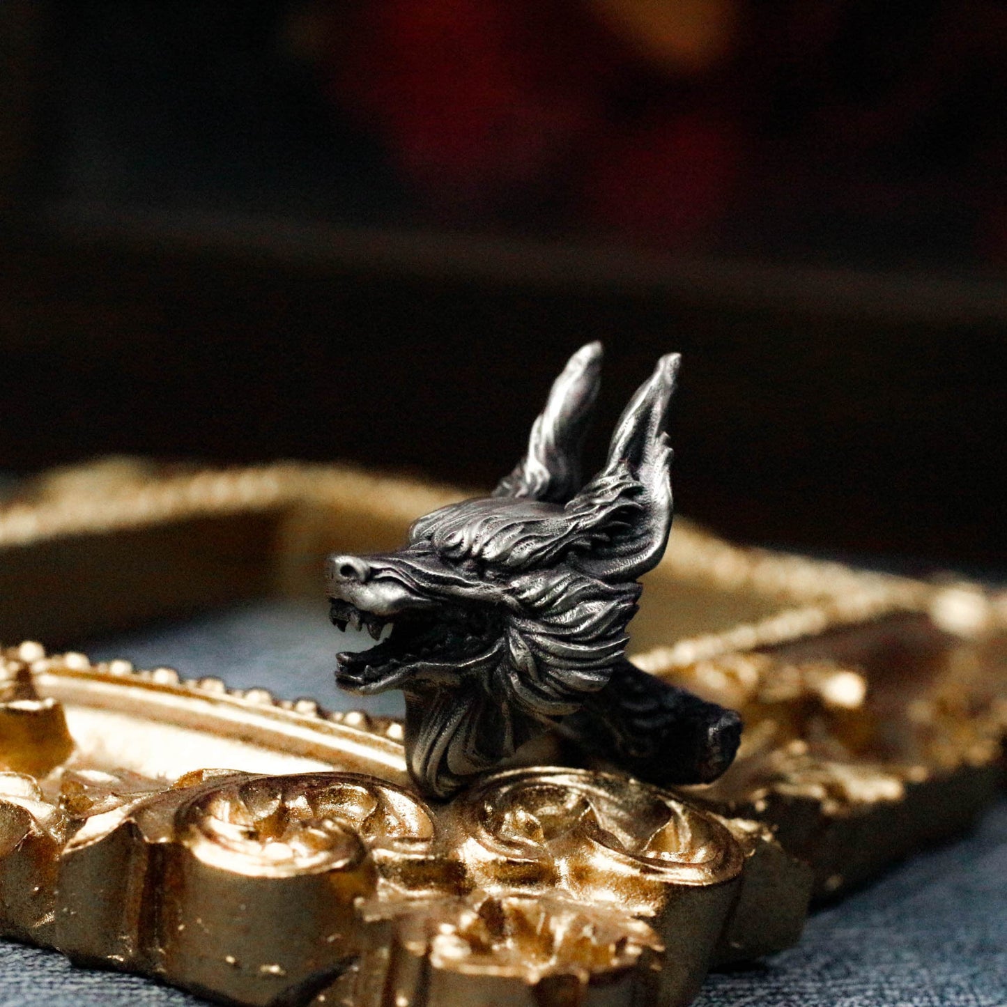 Wolf Cuff Links, Leader Wolf Face - 925 Sterling Silver Handmade