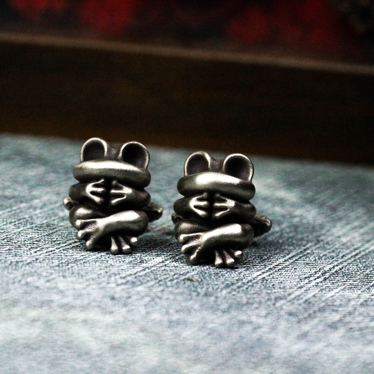Frog Vintage Big Eyed Cufflinks - 925 Silver Handmade