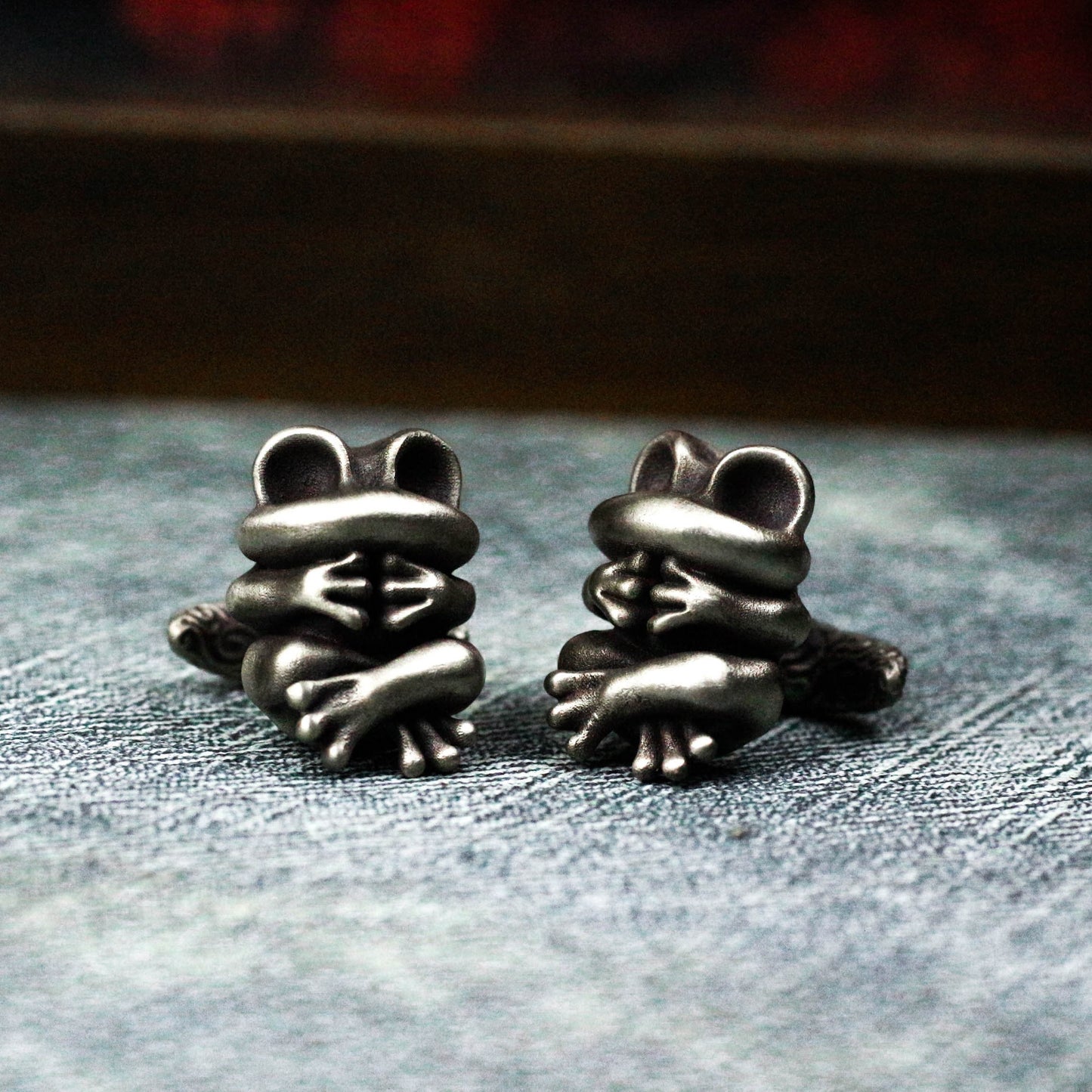 Frog Vintage Big Eyed Cufflinks - 925 Silver Handmade