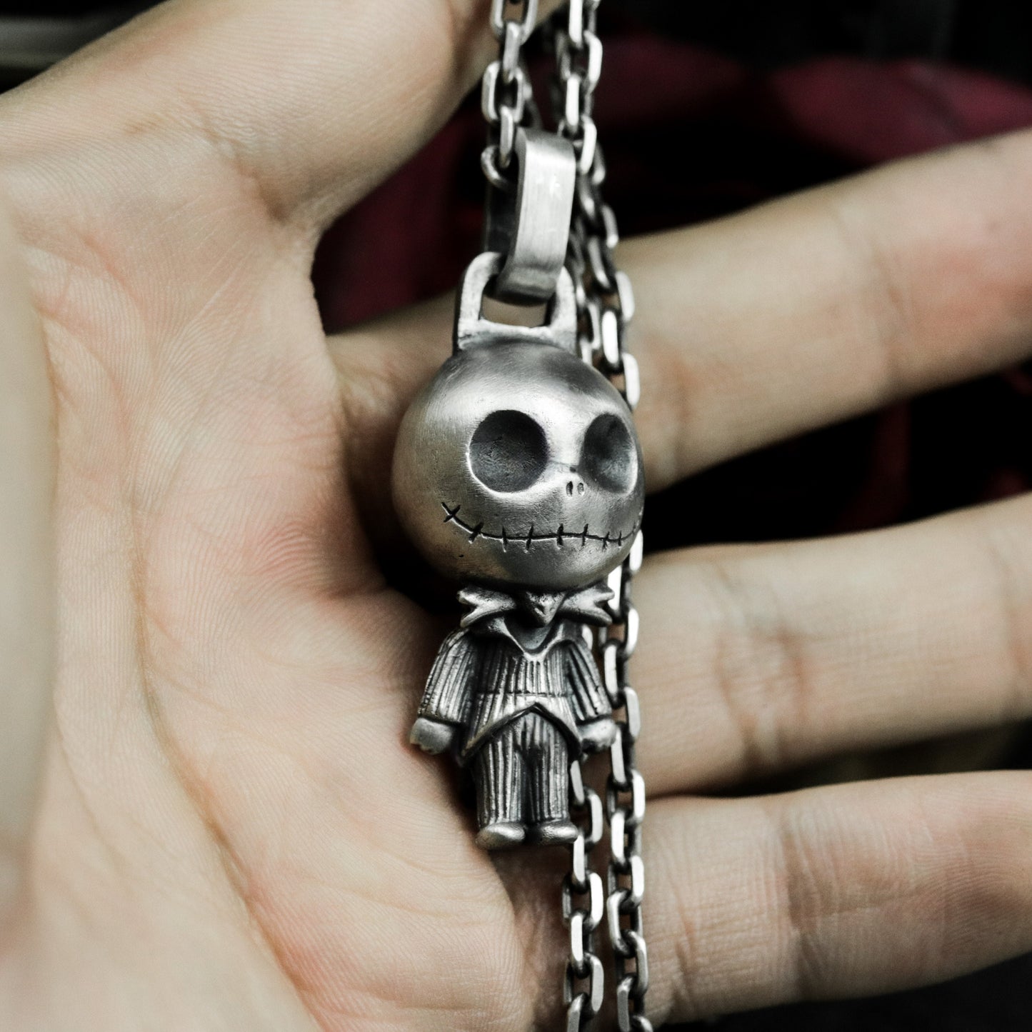 Doll Skull Pendant ¨C Handmade 925 Silver Gothic Toy Necklace