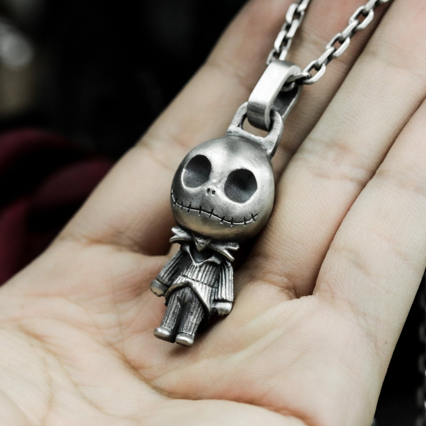 Doll Skull Pendant ¨C Handmade 925 Silver Gothic Toy Necklace