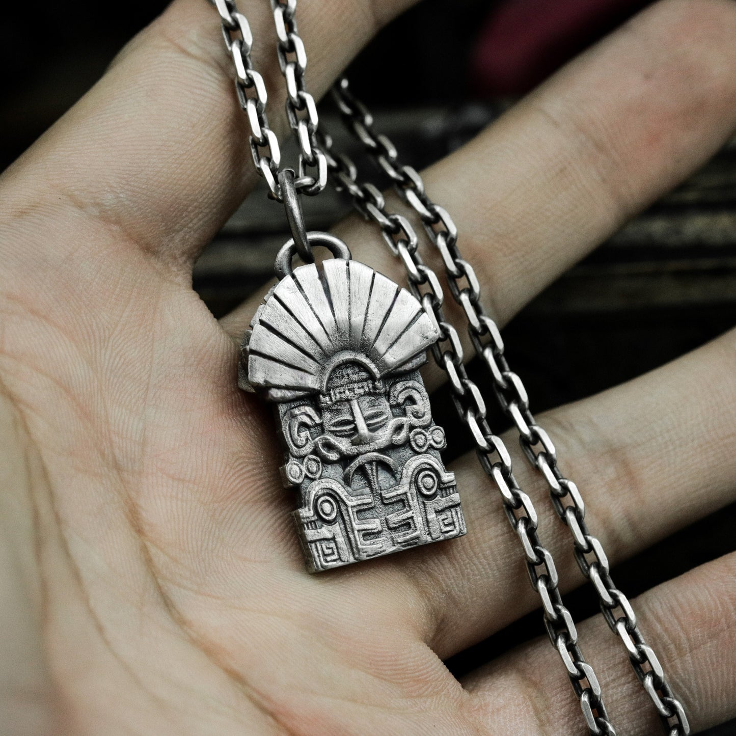 Temple Door Pendant with Radiant Crest - 925 Sterling Silver Handmade