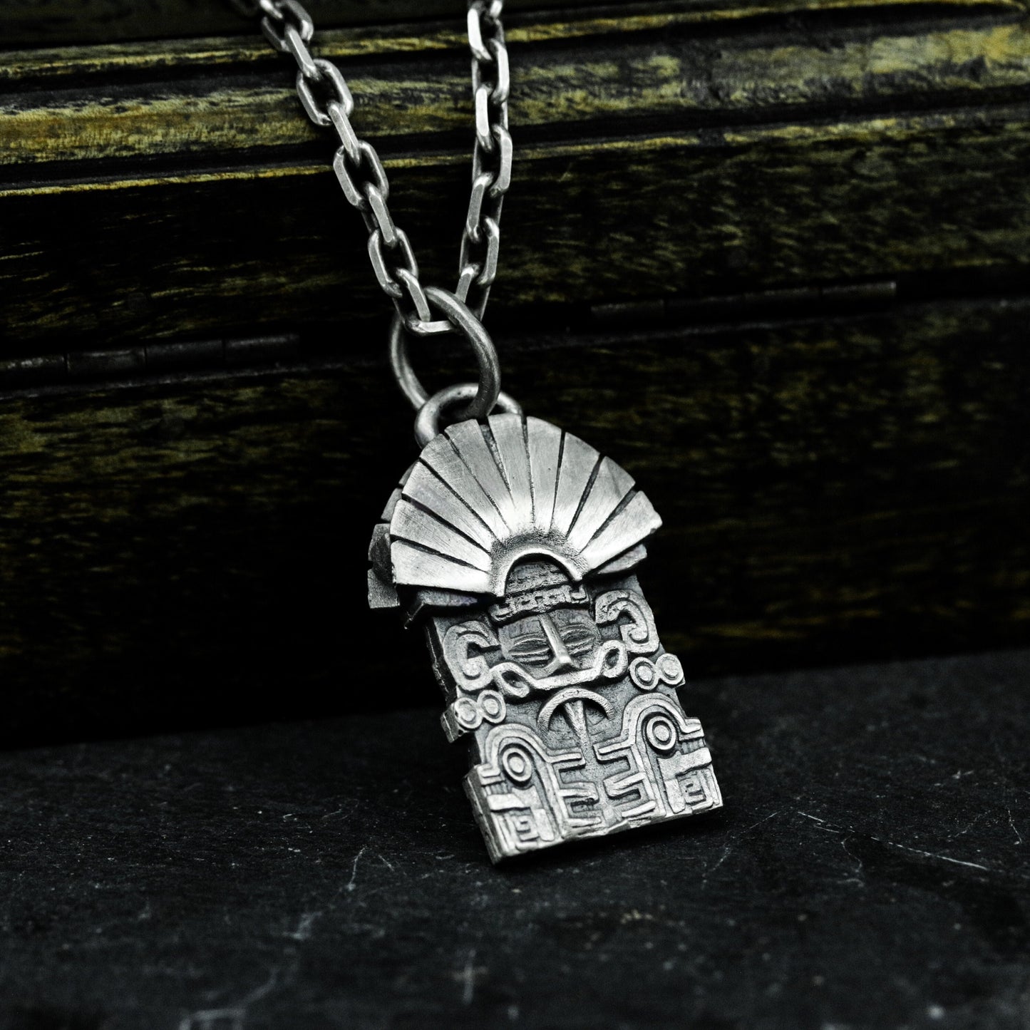 Temple Door Pendant with Radiant Crest - 925 Sterling Silver Handmade