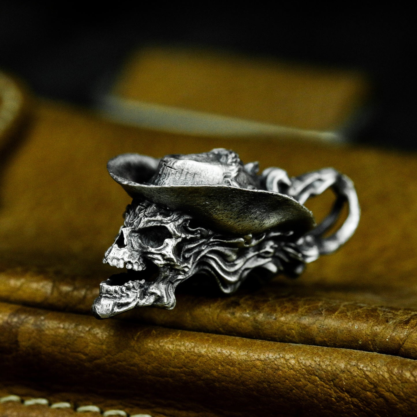 Cowboy Skull Pendant with Western Hat ¨C 925 Sterling Silver Handmade