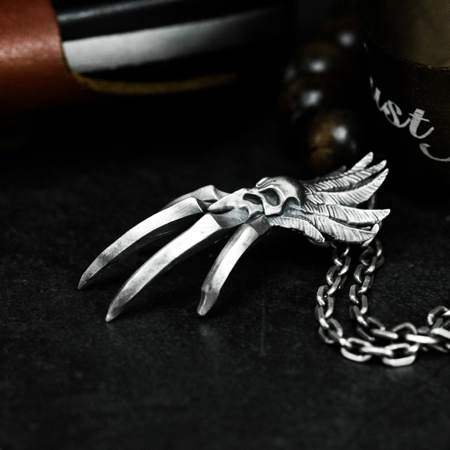 Bird Skull & Claw Pendant - 925 Silver Handmade Tribal Totem