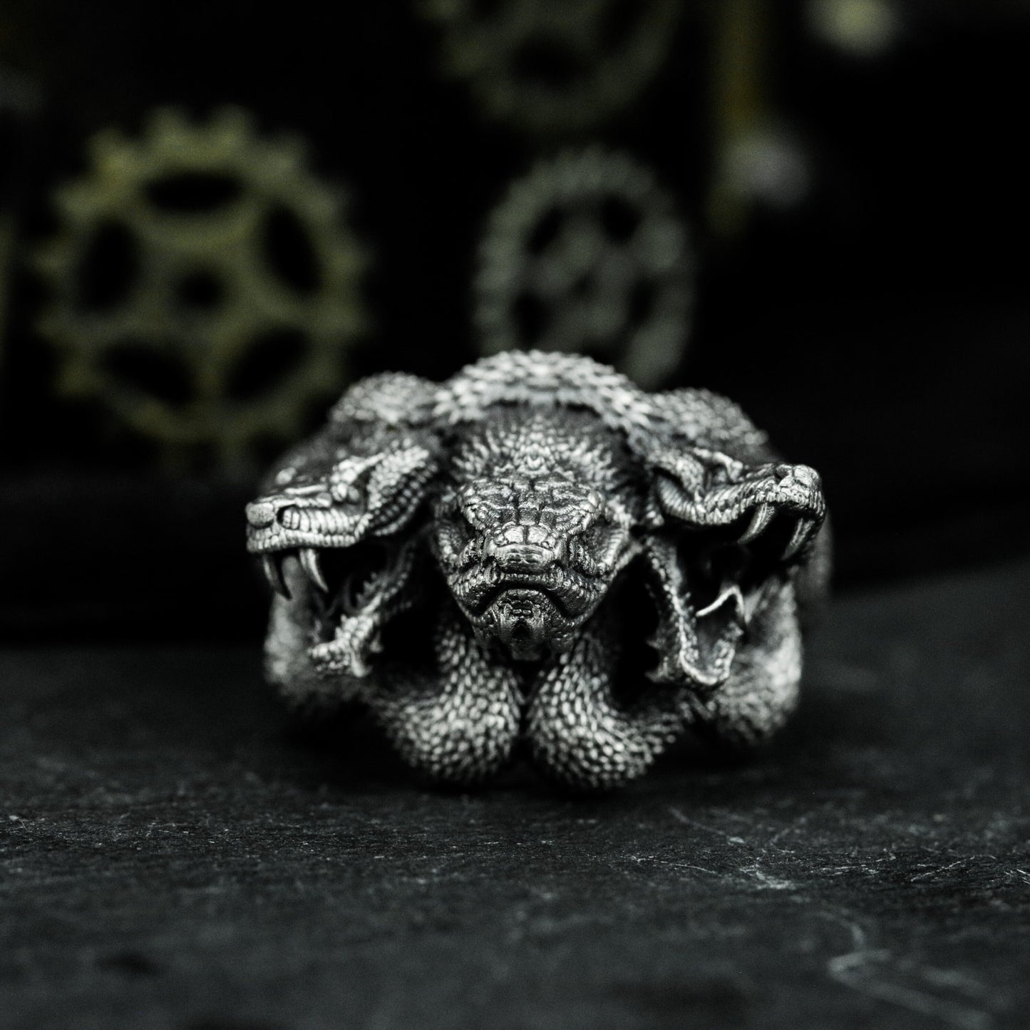 Three-headed Snake Ring - 925 Silver Handmade