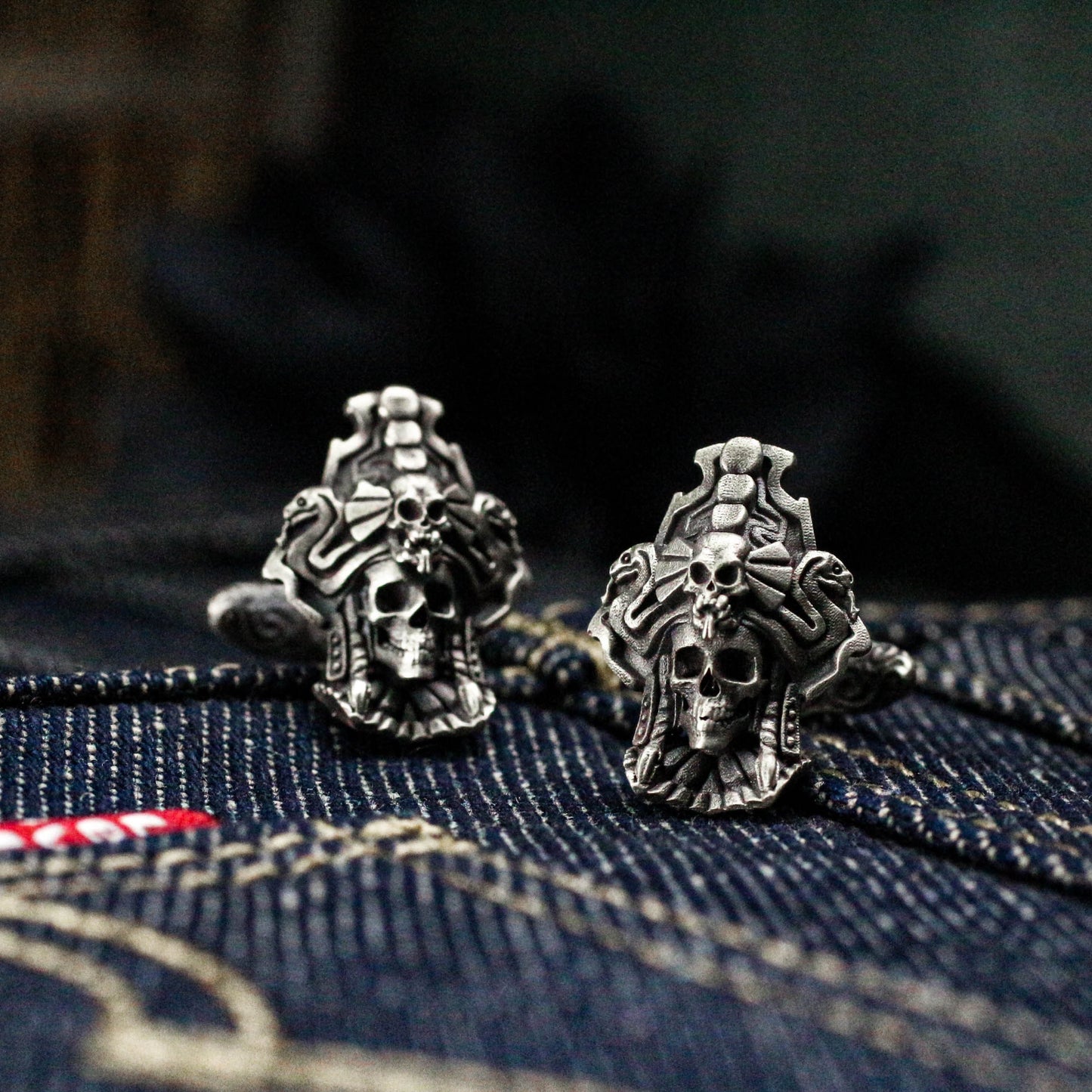 Indian Shaman Skull Cufflinks - 925 Silver Handmade
