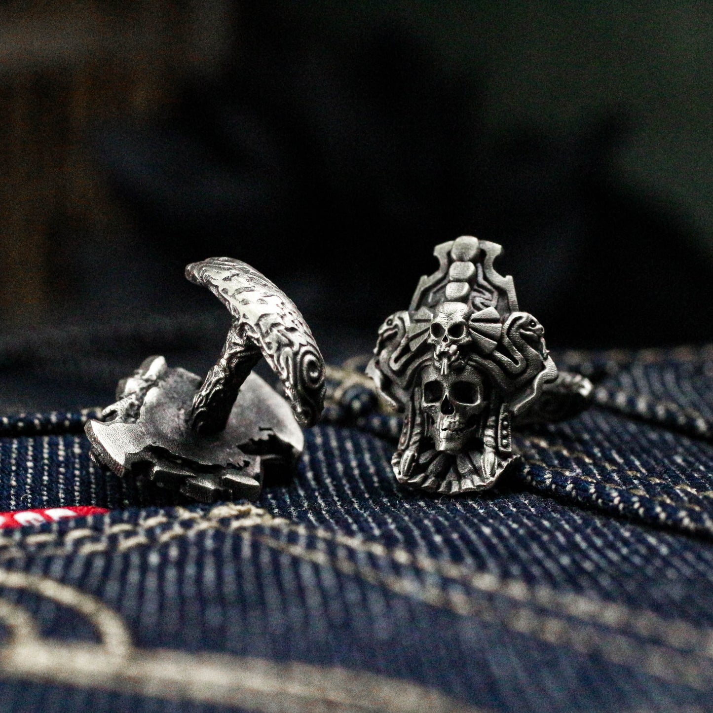 Indian Shaman Skull Cufflinks - 925 Silver Handmade