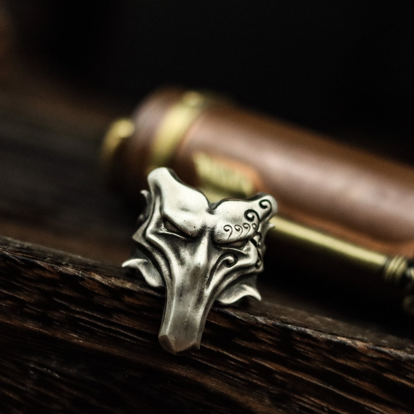 Vampire Wolf Mask Ring - 925 Silver Handmade