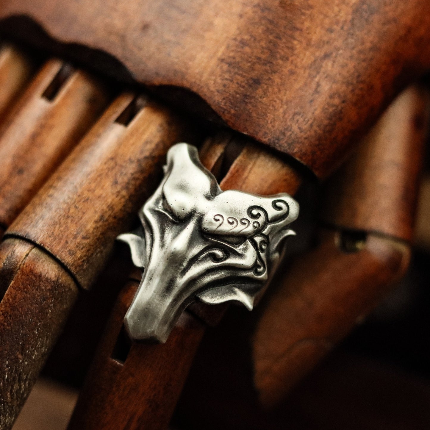 Vampire Wolf Mask Ring - 925 Silver Handmade