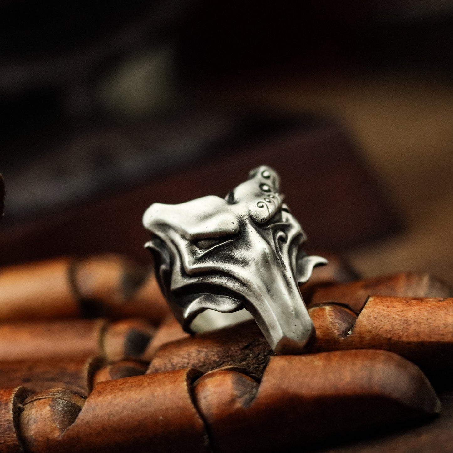 Vampire Wolf Mask Ring - 925 Silver Handmade